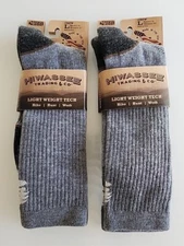 2 New Pair Hiwassee Trading Company L Light Tech Crew Sock Merino Wool 