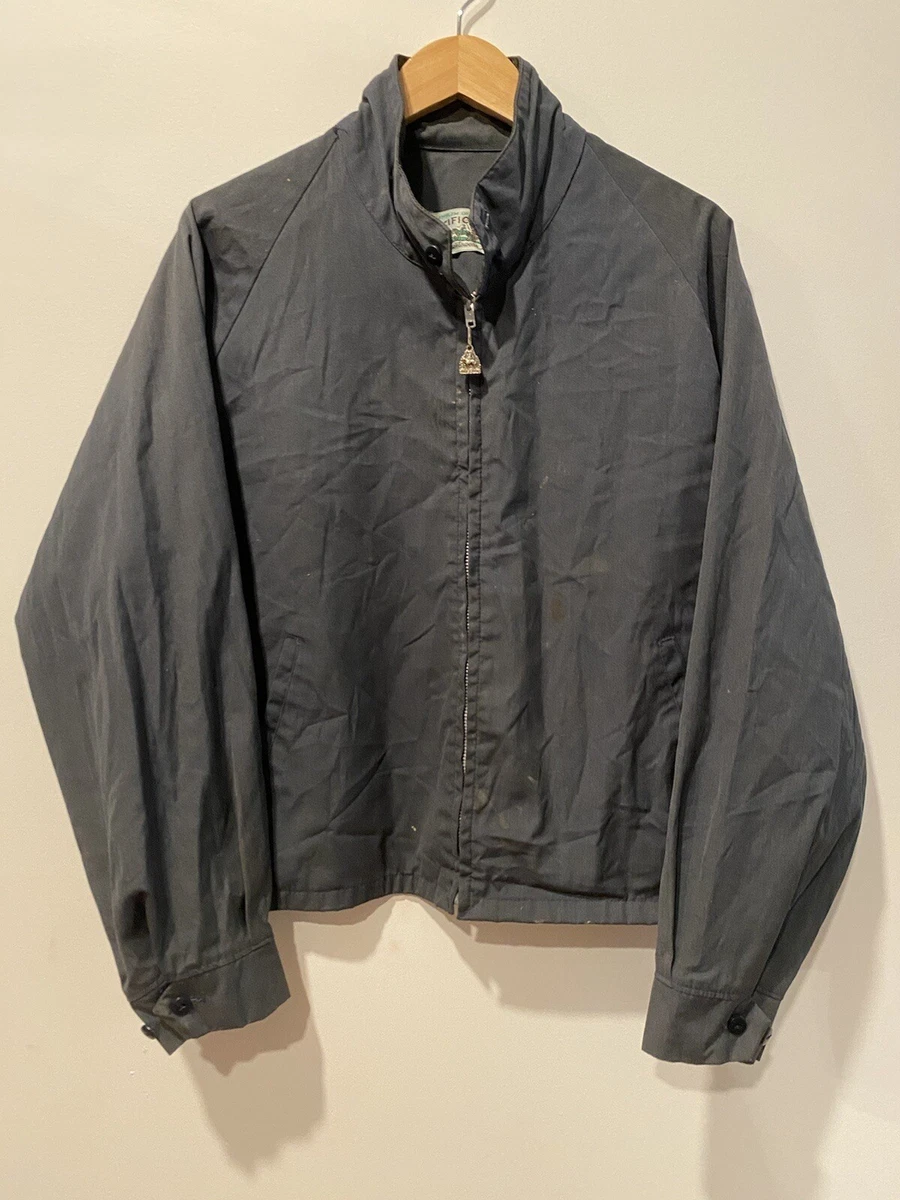 Vtg Pacific Trail Gray Harrington Jacket Mens 46 Collared Winter