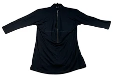 Venus Blouse Womens Size Medium Black 3/4 Sleeve 1/2 Zipper Stretch