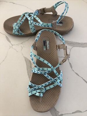 Skechers Outdoor Lifestyle Women’s Sz 10 Strappy Sandals Green Blue  Comfortable