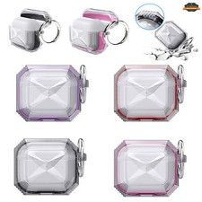 For Apple AirPods 2  1 Diamond Clear Visible Front LED Carabiner Case Cover