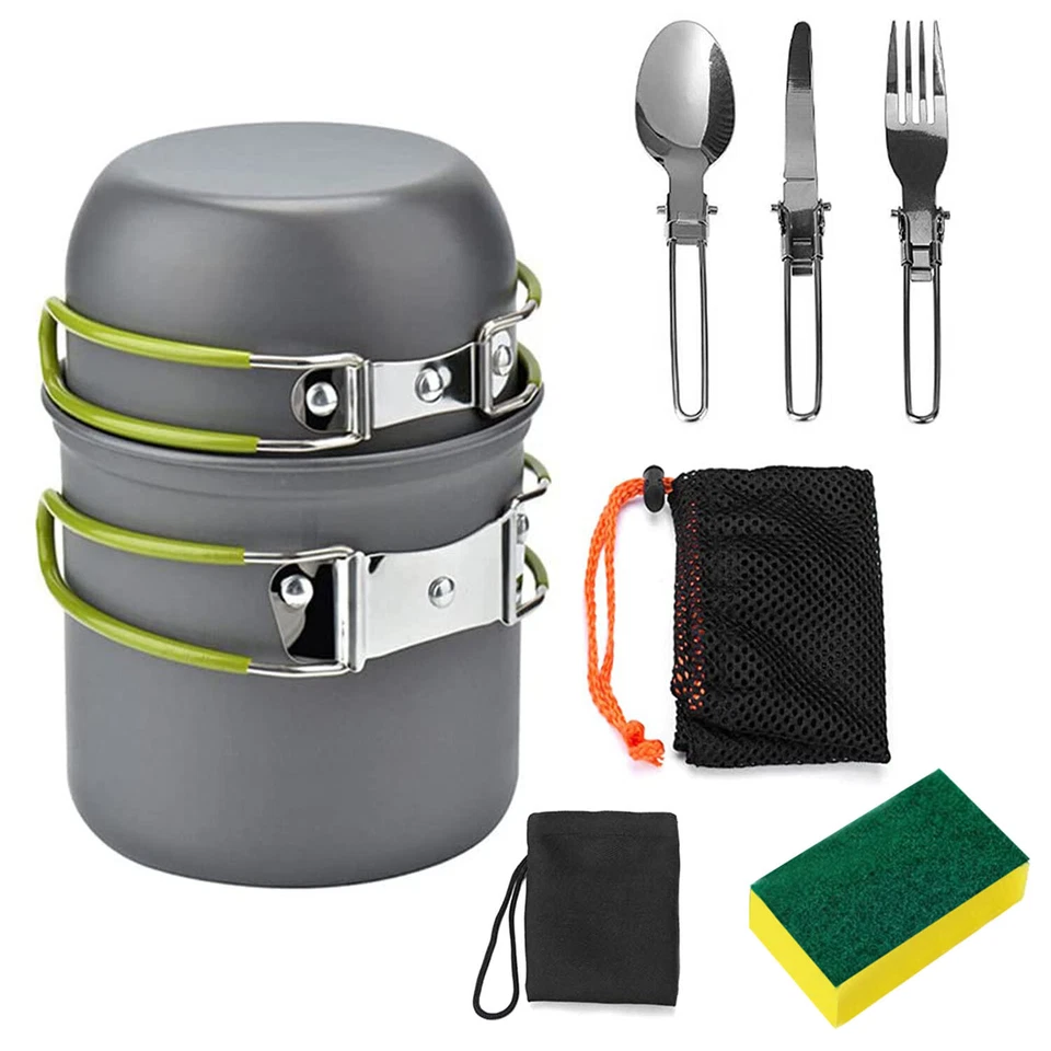 Camping Cooking Ware Set Picnic Outdoor Stove Cookware Pot Foldable Fork Spoon