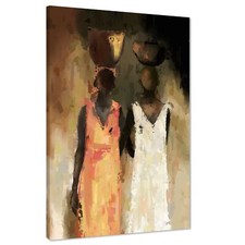 Orange White Figurative Ethnic African Woman Canvas Art Prints