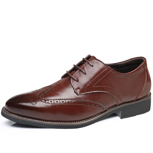 Herren-Schuhe, Formelle Business-Schuhe Klassische Schnür-Oxfords Brogues Schuhe - Bild 13 von 19