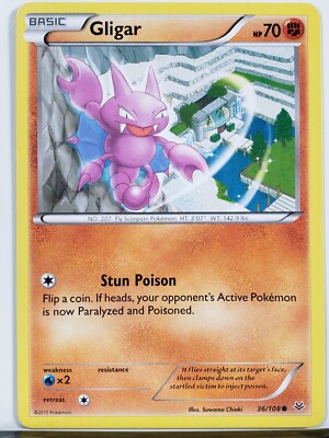 Gligar 36/108 - LP - XY Roaring Skies Pokemon Card $2 Combined Shipping