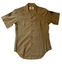 US Military Khaki Uniform Dress Shirt Mens Size Short Sleeve DSCP