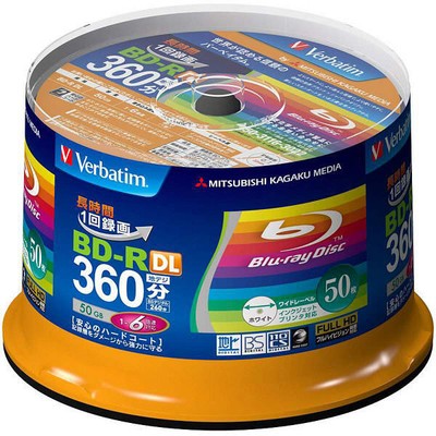 Verbatim Blank Blu-ray BD-R DL 50GB 1-6x 50 discs VBR260RP50SV1 Inkjet Printable