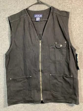 CA43 CZ BASICS MEDIUM COTTON SLEEVELESS CASUAL 3 POCKET ZIPPER VEST BLACK