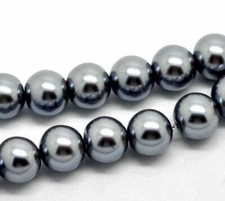 12mm Dark Silver Gray Charcoal Glass Pearl Imitation Beads Approx 35 Beads