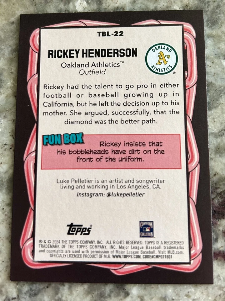 2024 Topps Big League - Topps Big Leaguer #TBL-22 Rickey Henderson - Image 2 of 2