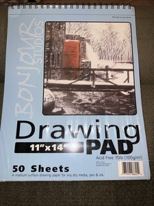 Bonjour Studios 11" x14" Drawing Pad 50 Sheets Acid Free 70 lb New Plastic Seal