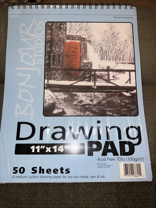 Bonjour Studios 11" x14" Drawing Pad 50 Sheets Acid Free 70 lb New Plastic Seal