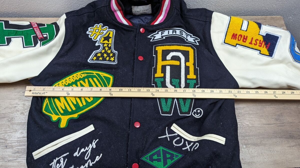 First Row Varsity All Over Jacket Keep Life Simple Size First Row Varsity All Over Jacket Keep Life Simple Size