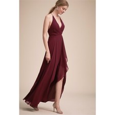 Jenny Yoo Farrah Ruffle Skirt Chiffon Gown, Hibiscus, 18