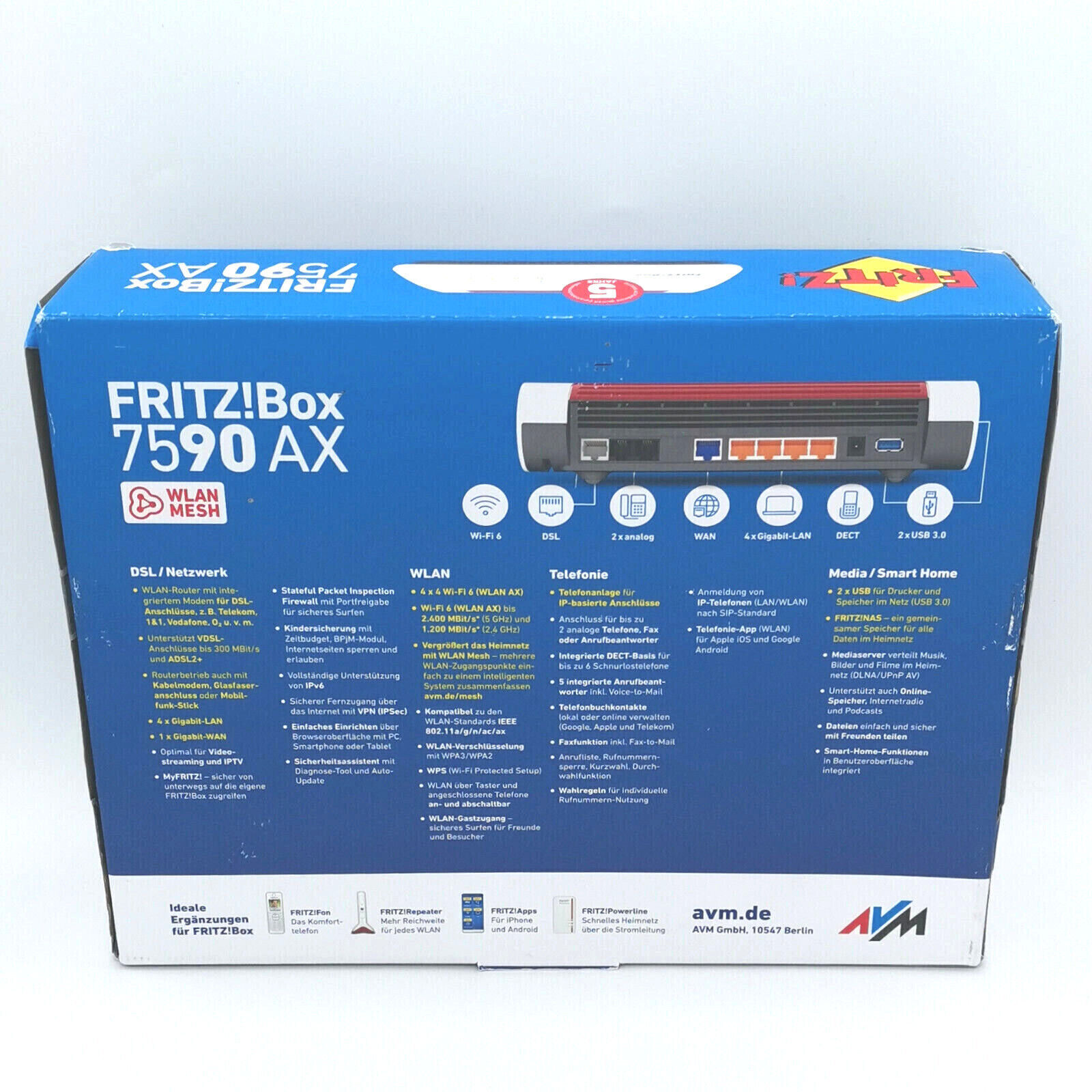 AVM FRITZ!Box 7590 AX V2 WiFi 6 WLAN Router / Dual-Band App Fritzbox