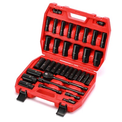 1/2'' Drive Master Impact Socket Set 38 Piece Deep SAE (3/8'' To 1-1/4'') CR-V