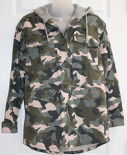 Divided by H M Full Button Hooded Jacket Women's Sz 6 Camouflage 4 Pockets