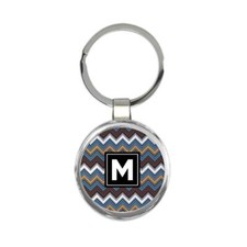 Chevron Personalized Custom : Gift Round Keychain Print For Birthday Favor