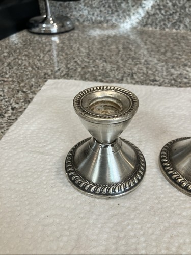 Vintage Pair Duchin Creation Sterling Silver Weighted Short Candlestick Holders - Picture 4 of 12