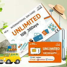 Global 4G LTE Unlimited SIM | 1GB High-Speed Data, 30 Days, 51-Country Coverage