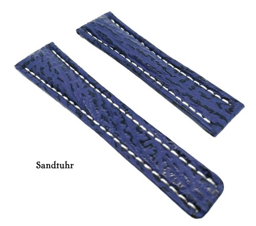 Uhrenarmband 20mm blau Haifisch insbesondere für Breitling Faltschl. 18mm / 12  - Bild 1 von 2