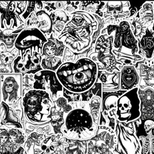 20 Pack Of Black And White Goth Stickers