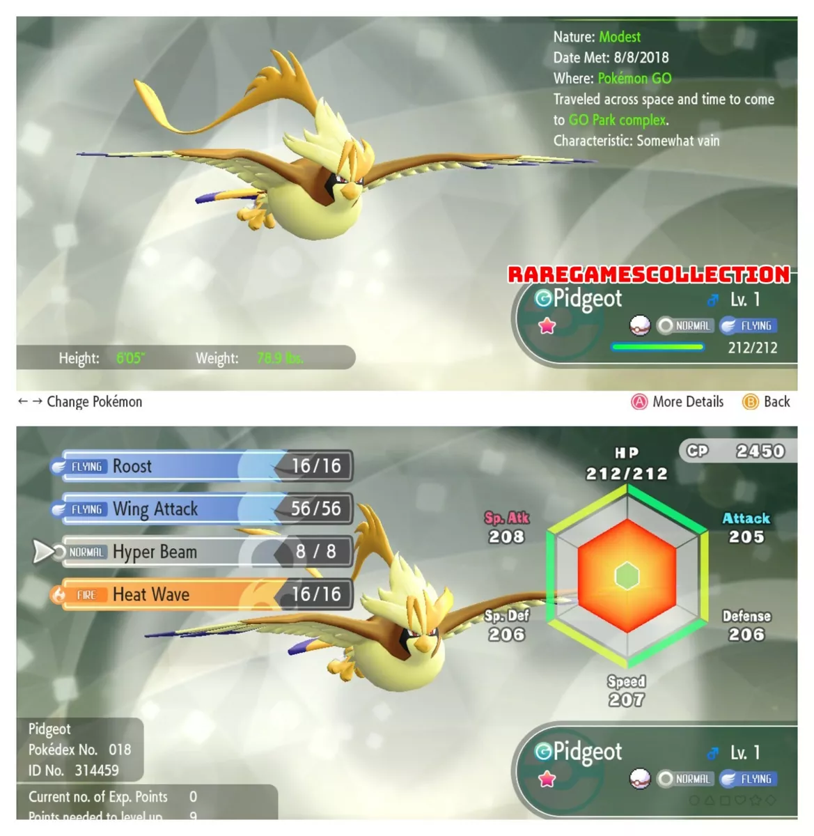 Shiny 6IV Articuno Zapdos Moltres Pokemon Lets Go Pikachu Eevee Nintendo  Switch