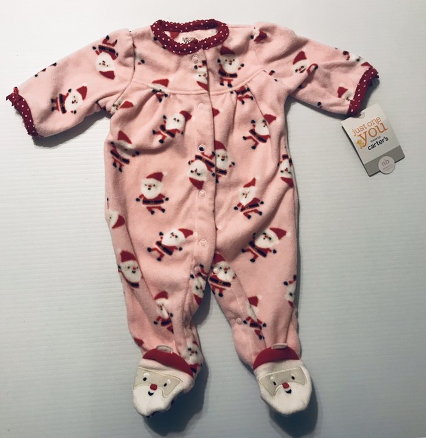 CARTERS Newborn NWT Baby Pajamas My First Christmas Girls New Pink
