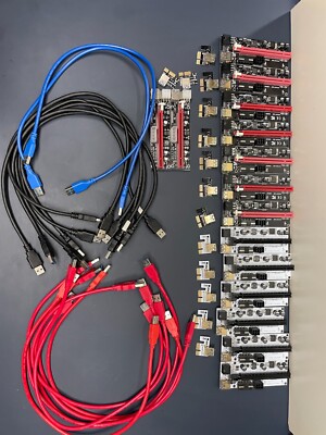15 Graphics Card PCIe Riser 16x to 1x Powered Riser Adapter Card w/ USB 3.0