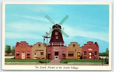 Postcard MI Holland Dutch Market Place Windmill Vtg View G7