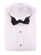 Marquis Classic Fit Solid White Wingtip Collar Cotton Blend Pleated Tuxedo Shirt
