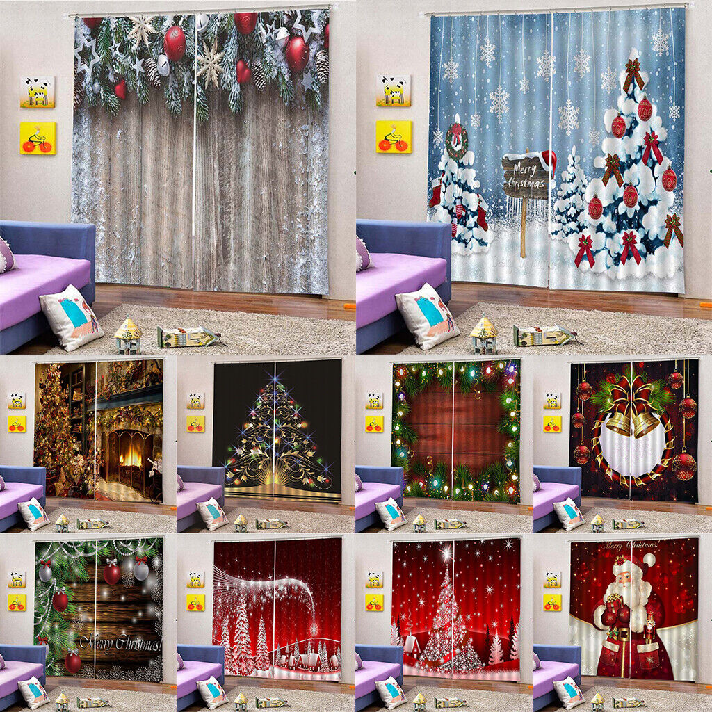 2Pcs Waterproof Polyester Christmas Curtain Bathroom Window Xmas Mat 75X166CM For Sale Online EBay