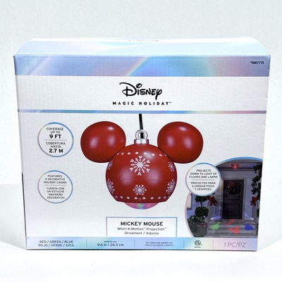 #ad Disney Mickey Mouse Projection Ornament Gemmy Whirl a Motion Hanging NEW IN BOX $21.37