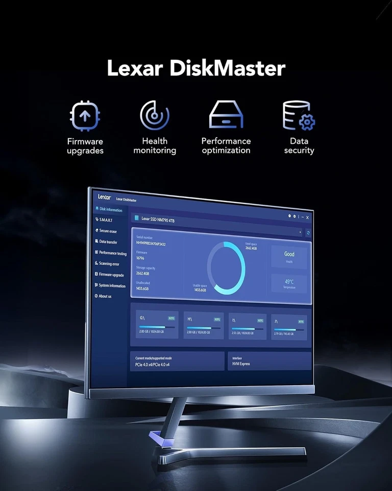 Lexar EQ790 4TB 7000 MB/s  M.2 2280  PCIe Gen4×4 NVMe – LEQ790X004T-RNNNG - Image 3 of 4