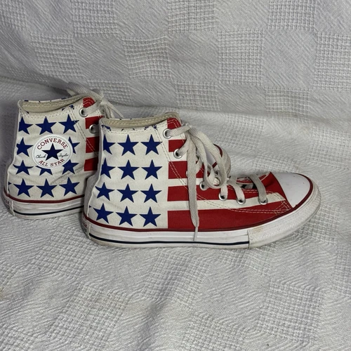 Converse All Star Chuck Taylor USA High Top Rosso Bianco Blu Taglia 3Y 4 Luglio
