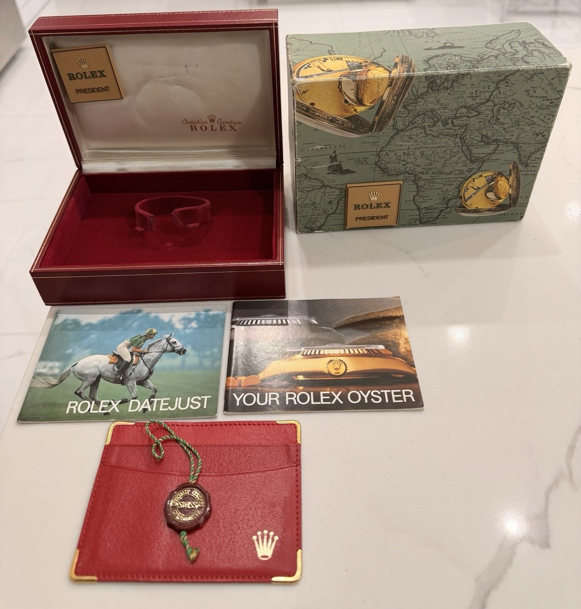 OEM Vintage Rolex President 6917/8 Watch Box Tapestry Booklets