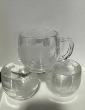 Vintage Nestle Nescafe World Globe Frosted Glass Coffee Mugs Cups - Set of 3