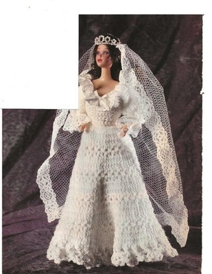Wedding Dress; Fashion Doll;  Bride; Royal Wedding; (#2001) vtg crochet pattern