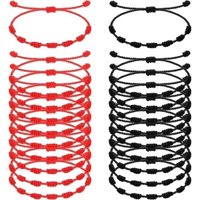2/10er Pack Kabbala Amulett 7 Knoten Glück rot Schnur Zopf Armband Schutz