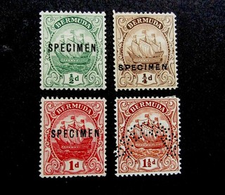 nystamps British Bermuda Stamp # 81 84 Mint OG H Specimen Y22y622