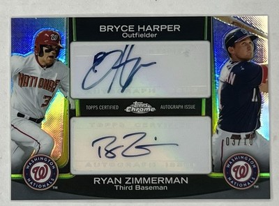 2012 Topps Chrome Dual Auto Bryce Harper Ryan Zimmerman 03/10 Jersey #!! Rare