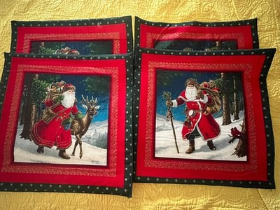 4 Christmas Place Mats Old World Christmas St Nick Victorian Red Green Gold