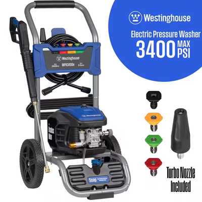 #ad 3400 Max PSI 2 Max GPM 13 Amp Cold Water Electric Powered Pressure Washer W Bru $443.33