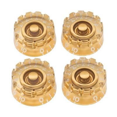Musiclily Pro 4Pcs Gold Knurled Metric 18 Spline Knob For Asia Import Guitar Pot