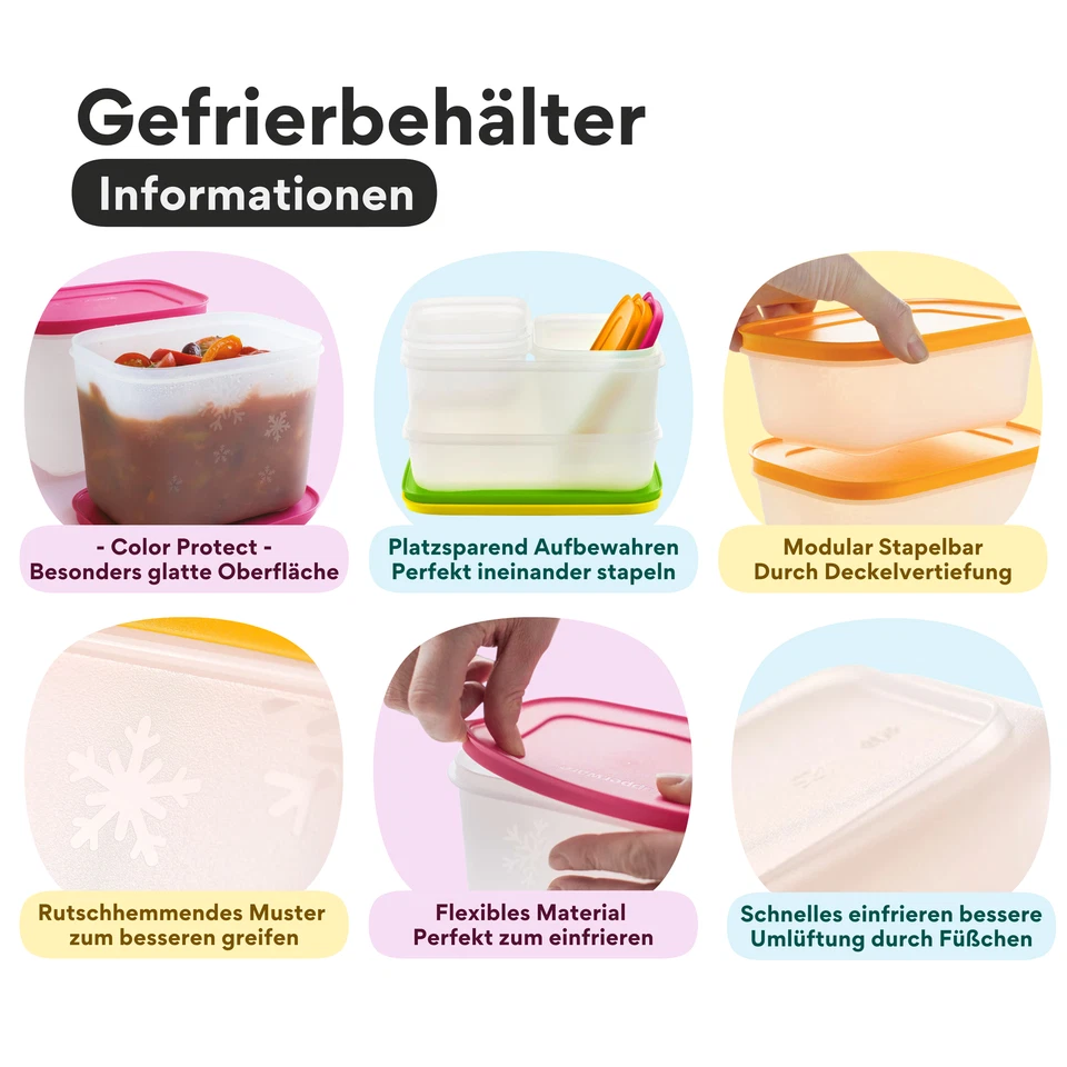 Tupperware Gefrierbehälter 170, 450, 675 ml 1 L bis 2,5 L Eis-Kristall Eiswürfel - Bild 3 von 4