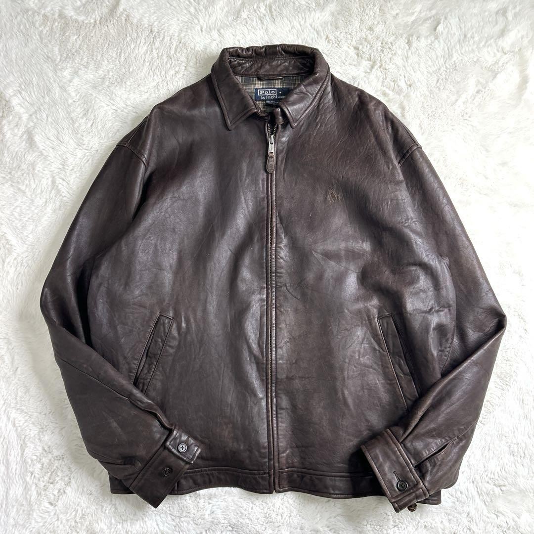 Polo Ralph Lauren giacca in pelle di pecora Xl marrone pony