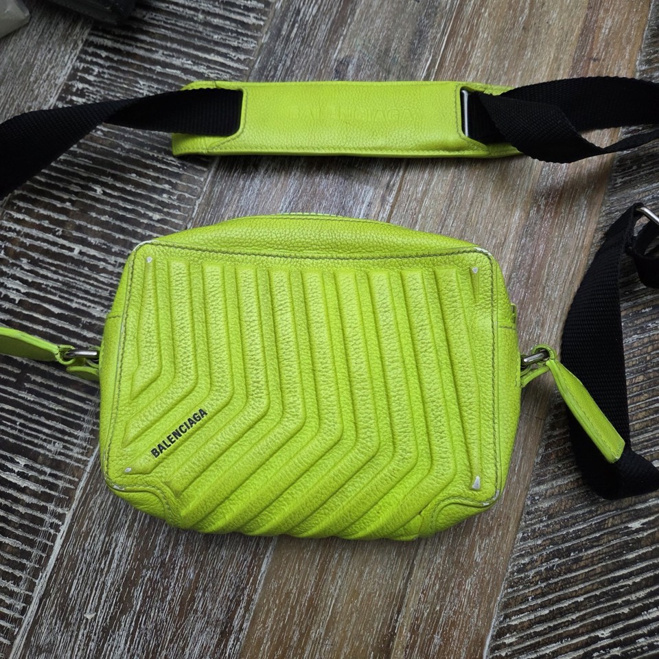 Balenciaga Car Crossbody Bag – Neon Green Leather - Authentic