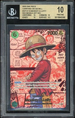 BGS 10 2025 One Piece English MONKEY D LUFFY Red Manga Alternate