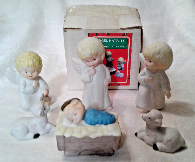 Vintage Christmas Around the World 6-pc Ceramic Nativity Set #54-722-Orig Box