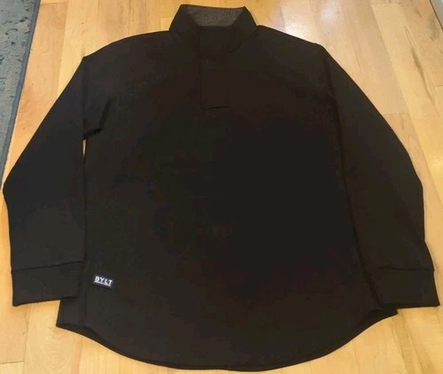 BYLT Mens 3 Button Down Zippered Black Pullover Mens Size 2XL